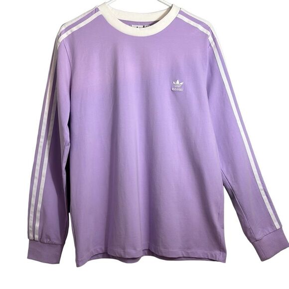 Adidas Tops - Adidas lavender purple & white long sleeve crew neck top XL